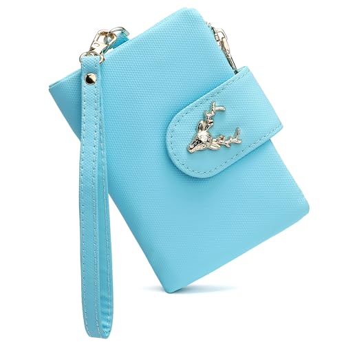 Womens Wallet Deer Girls Small Bifold Wristlet Wallet With Coin Pocket ID Window Card Holder