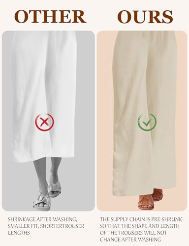 Buauty Plus Size Palazzo Cotton Linen Pants Women Wide Leg Pants Loose Fit Casual Comfy Lounge Flowy High Waist Trousers 20244