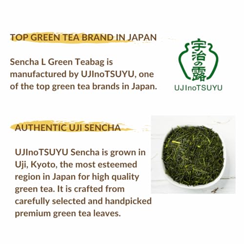 Image of UJInoTSUYU Sencha L Japanese Green Tea Bags | Sencha Premium Japanese Green Tea | Imported from Japan | Improve Metabolism | Rich in Antioxidants | 2gx20 Teabags (40g)