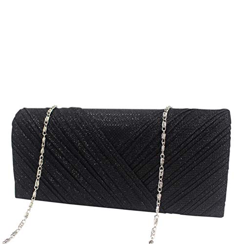 Tendycoco Bolsa de Noite Elegante Corrente Clutch Banquete Bolsa de Festa Couro PU para Mulheres, Pr