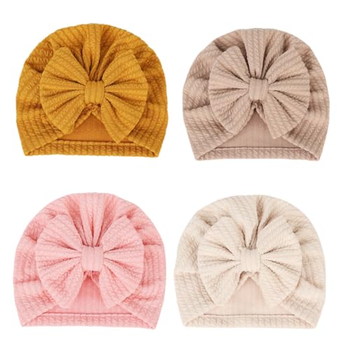 4pcs Winter Cartoon Warm Hat with Elastic Bowknot Comfortable Knitted Beanie for Boy Girl Cold Weather Durable and Stylish Design Random Color