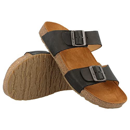 Image of HAFLINGER Andrea Elegant Leather Sandals with Rubber Sole and Cork Latex Footbed Unisex