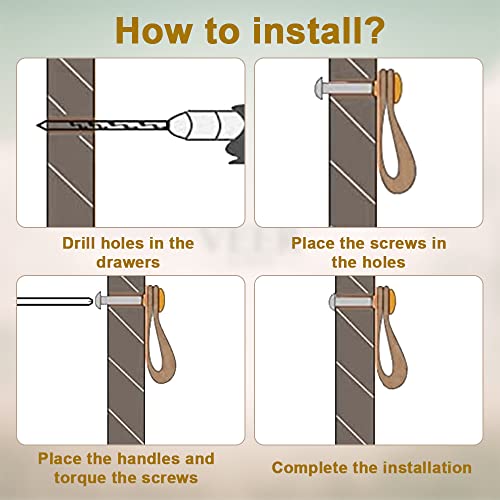 QINERSAW 10er Set Ledergriffe Möbel Leder Möbelgriffe Ledergriffe Schrank Türgriffe Leder für Schublade Schranktür Wohnkultur mit Schrauben