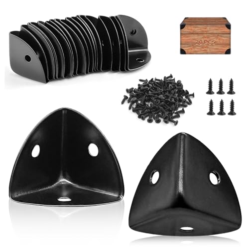 BITEFU 20 Pezzi Paraspigoli Angolari Neri Metallo, 25 × 25 × 25 MM Protezioni Angolari Metallo, per Legno, Protezioni Angolari per Scatole, Mobili, Gioielli, Scatola Regalo Paraspigoli