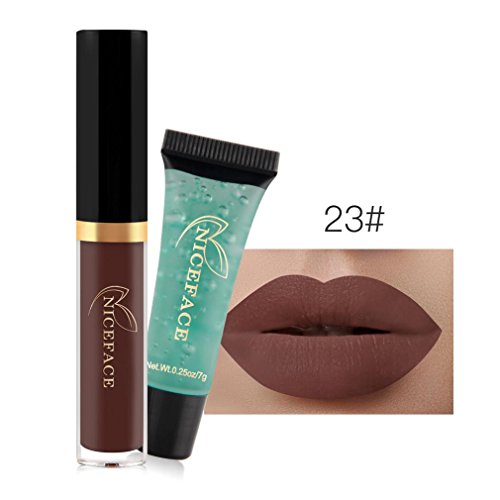 24 Colores Profesional Pintalabios Mate Labial de Maquillaje Larga Duracion Gel limpiador para Niñas por ESAILQ F