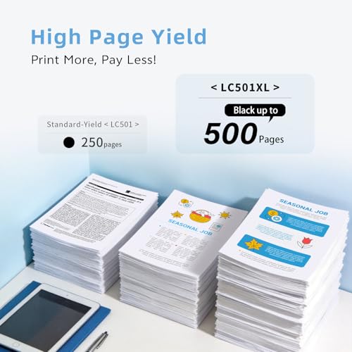 Image of LC501XL Black Ink Cartridge High Yield Replacement for Brother LC501 XL LC501BK Compatible with MFC-J1260DW J1360DW J1410DW Printer (1 Pack)