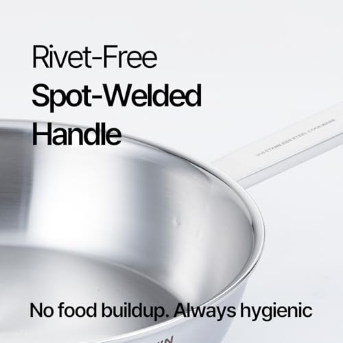 Image of 10.2 Inch Skillet Frying Pan 316 Stainless Steel Copper core 5-Ply Induction compatible Dishwasher & Oven Safe