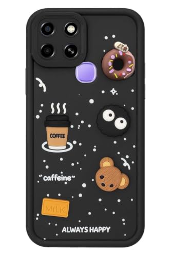 Image of Bintage Cute Fun Ball | Taddy Cartoon 3D Smiley Coffee Cup | Milk Donut | Full Protection Rubber Back Cover Compatible for Infinix X6512 / Smart 6HD - Black