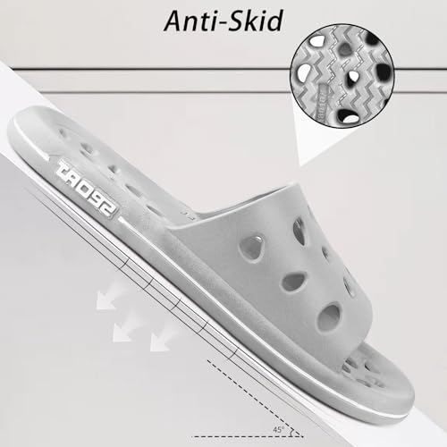 Image of weilonghyw Plus Size Mens Shower Shoes Quick-Drying Bathroom Slippers with Drainage Hole Non-Slip Gym Slides Arch Support Pool Shower Sandals for Dorms