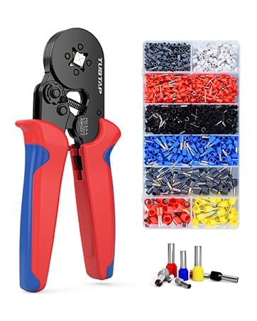 Image of Ferrule Crimping Tool Kit - Self-Adjusting Ratchet Plier 28-5 AWG Hexagonal Crimper, 1200 PCS Assorted Copper Wire Ferrule Connectors for Electrical Panel, Solar & DIY Wiring Projects