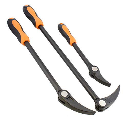 Abn Adjustable Pry Bar Set Heavy Duty 11-Point Indexing Pry Bar Set Automotive Pry Bar 3Pc Kit – 8In, 12In, 16In #TOP1