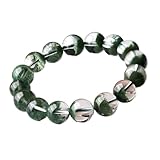 Genérico Pulsera de mujer con cuentas verdes naturales, joyería cristal rubio(17cm(6.69inch),10MM BEADS_GREEN GHOST)
