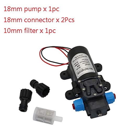MEICHEN DC 12V 60W Micro Pompa a Membrana ad Acqua per irrigazione del Giardino ad Alta Pressione 18mm 1/2Interfaccia Filetto Maschio Pompa autoadescante,18mmPump3connecto
