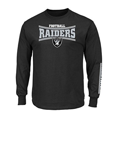 NFL Oakland Raiders Men's Tackle Trap Long Sleeve Crew Neck Fleece Tee, X-Large, Black