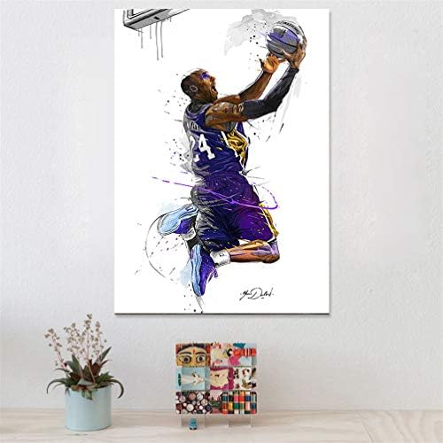 Amazon コービー ブライアントバスケットボールポスター版画 水彩画ファンアートプリント Nbaバスケットボールスターキャンバスはホームデコレーション写真プリント絵画 フレームレス 50 70cm Zslmx アートフレーム ポスター 通販