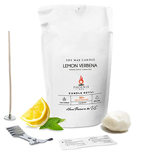 Phoenix Wick Candle Making Kit – Transform Anything Into A Candle – Candle Making Kit with Wick + 7oz Wax (Lemon Verbena Scent)
