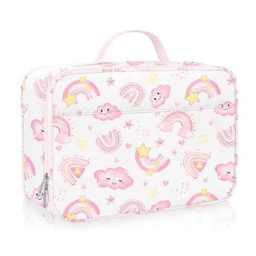 Clastyle Rainbow Insulated Kids Lunch Bag Large Thermal Cooler Bag for Girls Picnic School Toddler Lunch Box Tote,Star