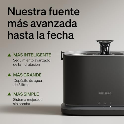 PETLIBRO Fuente para Gatos Mejorada, Dockstream 2 Smart App-Monitoring Fuente de Agua para Gatos, Bebedero Gato Automatico 3L, 5 GHz WiFi Dispensador Agua Perros Acero Inoxidable en Interiores, Negro - imagen 4