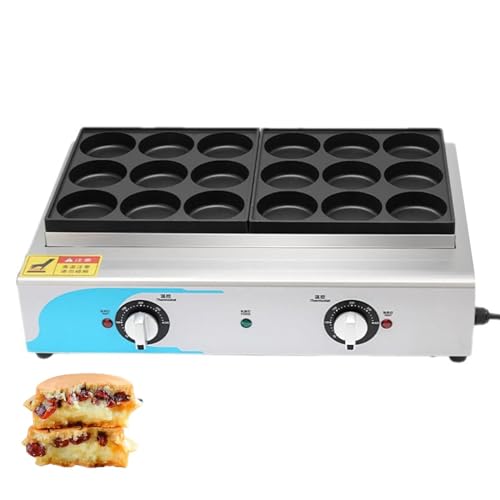18 Holes Egg Burger Machine, Commercial Electric Heating Bean Cake Machine, Omelette Maker Non-Stick, 50-300?Temperature Control Rapid Heating