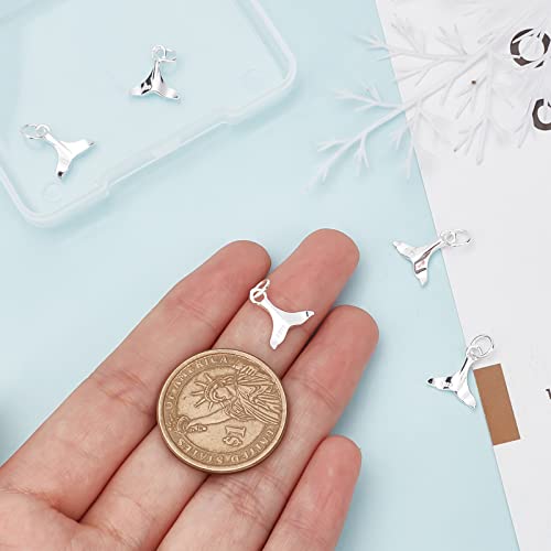 Beebeecraft 5Pcs Whale Tail Charms 925 Sterling Silver Ocean Fish Sea Life Charms Pendant With Jump Ring For Diy Jewelry Making Necklace Bracelet Earrings #TOP2