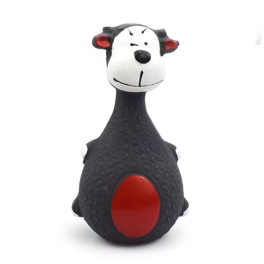 Latex Dog Squeaky Toy White Cow, Interactive Dog Toys for Small Dogs, Rubber Latex Squeaky Toy with Cartoon Design, Bite Resistant Soft Chew Toy for Dogs Perfected for Play Teething (Black Donkey)