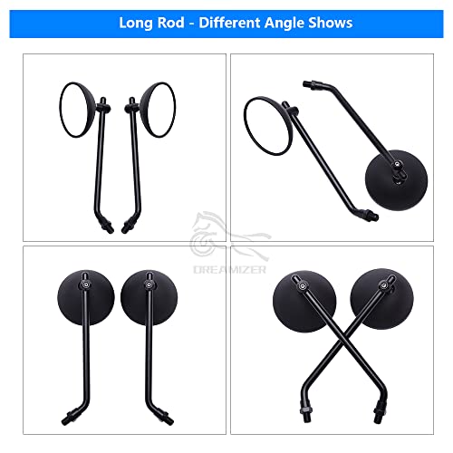 Image of DREAMIZER 3 inch Motorcycle Handlebar Mirrors Black Round Rear View Side Mirrors Universal 8mm 10mm Compatible with Sportster 883 1200 Softail Dyna ATV Street Sport Bike Cruiser Chopper Bobber Scooter