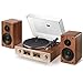 QLEARSOUL HiFire X Giradischi Vinile, Sistema Giradischi HiFi Audiophile con Casse da Libreria 100W, VU Meter, Preamp DSP, Supporta 33/45 RPM, RCA LINE IN | OUT