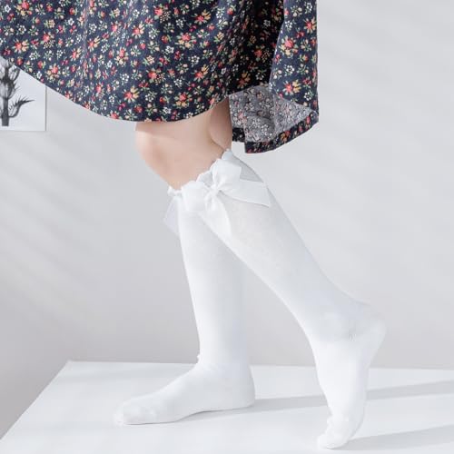 Mini Angel Baby Knee High Socks - Toddler Long Cotton Tube Stockings With Bow Ruffles for Girls - Infant Dress Socks3
