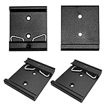 4 Pcs 1.73in Width Universal DIN Rail Mount Clip Snap in Solid Zinc-Aluminum Alloy Din-Rail Mounting Brackets Rail Fixed Clamp Relay Clip for 35mm Din Rail for Countersunk Head M3 Screws, Black