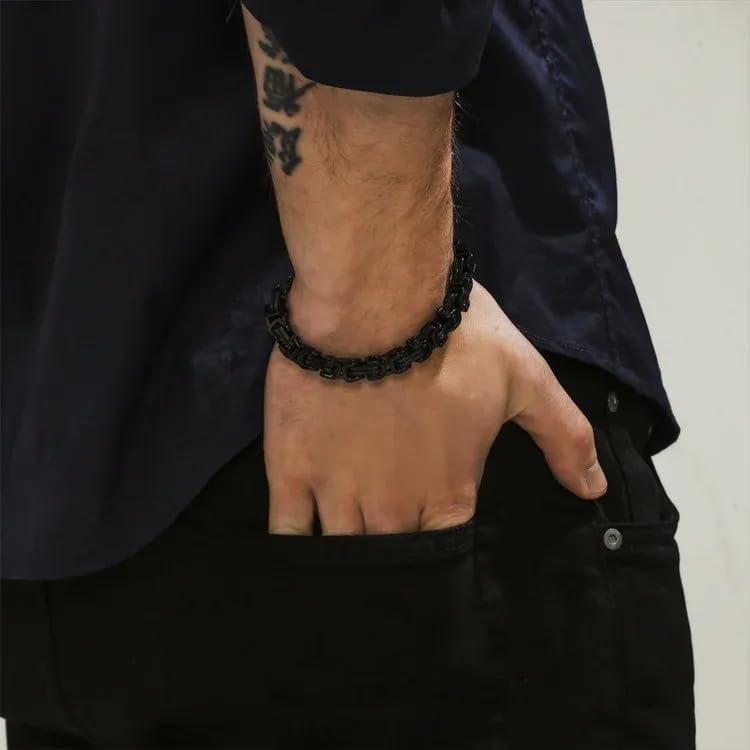 Grandson Bracelet Gift from Grandma and Grandpa, Black Link Bracelet For Grandson From Grandparents, Graduation Christmas Birthday Gifts With Message Card - Image 5