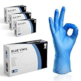100 Stück Einweghandschuhe L, Blau Vinylhandschuhe, Puderfrei und Latexfrei Einmalhandschuhe, Vinyl Handschuhe Einweg für Den Umgang Mit Lebensmitteln, Die Reinigung und Den