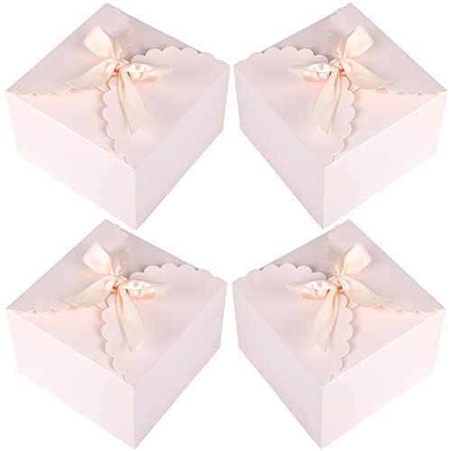 CHILLY Gift Boxes, Set of 12 Decorative Treats Boxes, Cake, Cookies, Goodies, Cupcakes, Candy and Handmade Bath Bombs Shower Soaps Gift Boxes for Christmas, Birthdays, Holidays, Weddings (Pink)