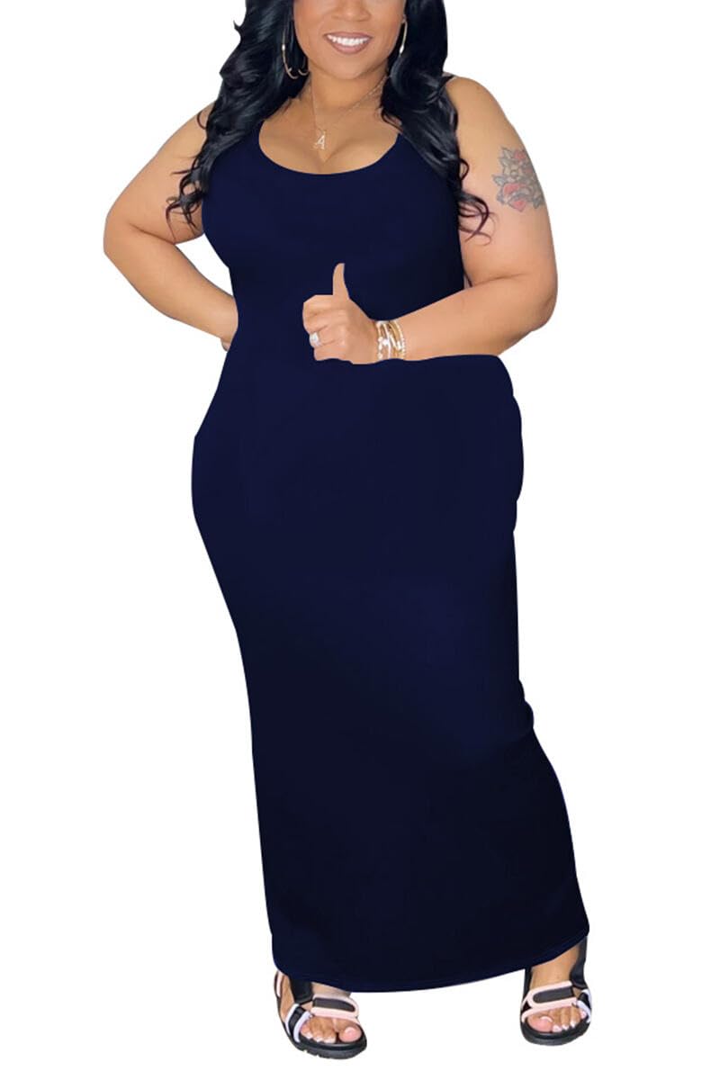 YeGine Women Plus Size Sleeveless Bodycon Maxi Dresses Sexy Slim Tank Dresses