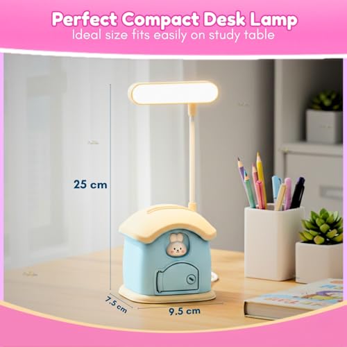 Image of Toy Imagine 3-in-1 Desk Lamp with Pen Holder & Piggy Bank - USB Rechargeable Study Lamp, Cute Design for Kids, Perfect for School Desk, Study Table & Bedroom(Multicolour)
