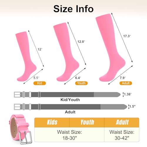 Image of XZQTIVE Baseball Softball Socks and Baseball Softball Belt Combo Set Knee-High Soccer Socks for Kids Youth Adult