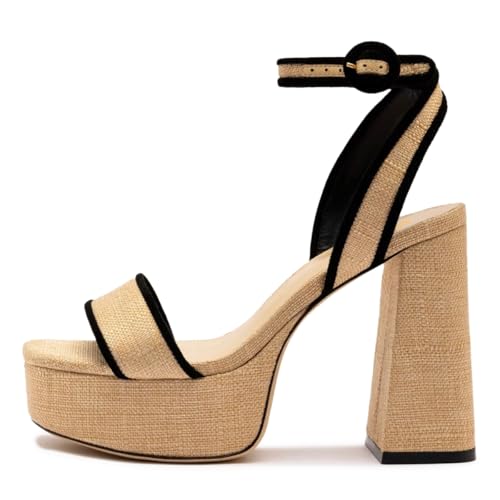 miss left Women Stylish Open Toe Platform Sandals Ankle Strap Backless Chunky High Heels Summer Party Club Date Dance Shoes Size 4-16 US2