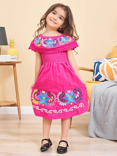 Mexican Dress for Girls Traditional Vestidos Mexicanos Cinco de Mayo Embroidered Dresser Toddler Kids3
