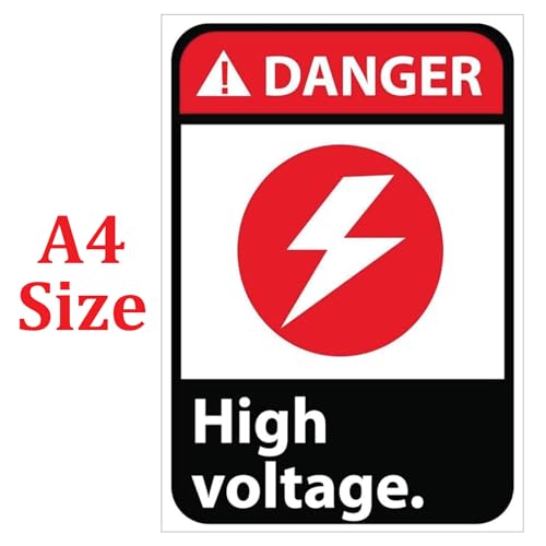 Image of CVANU Danger High Voltage. Warning Safety Self-Adhesive Waterproof PVC Vinyl Sign Sticker Size (11.7inchX8.3inch) Pack of 20