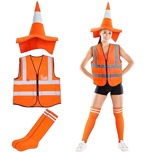 Haull 3 Pcs Halloween Traffic Cone Costume Construction Orange Co...