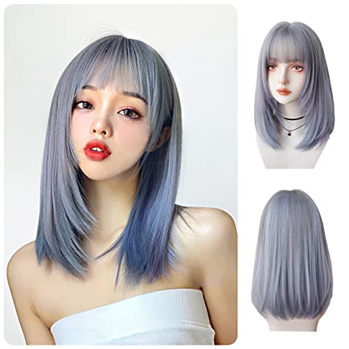 KutuKowi セミロング フルウィッグ ロリータ ウィッグ グラデーション wig ストレート 原宿系 女装ウィッグ コスプレ かつら レイヤーカット ハロウィン