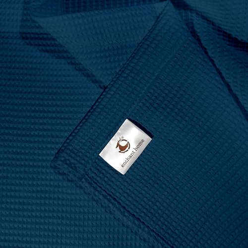 Image of Cotton Rich Waffle Towel | Lightweight | Anti Microbial and Water Absorbent | Soft Touch Quick Drying Hand Towels (Navy Blue, Pack of 4)