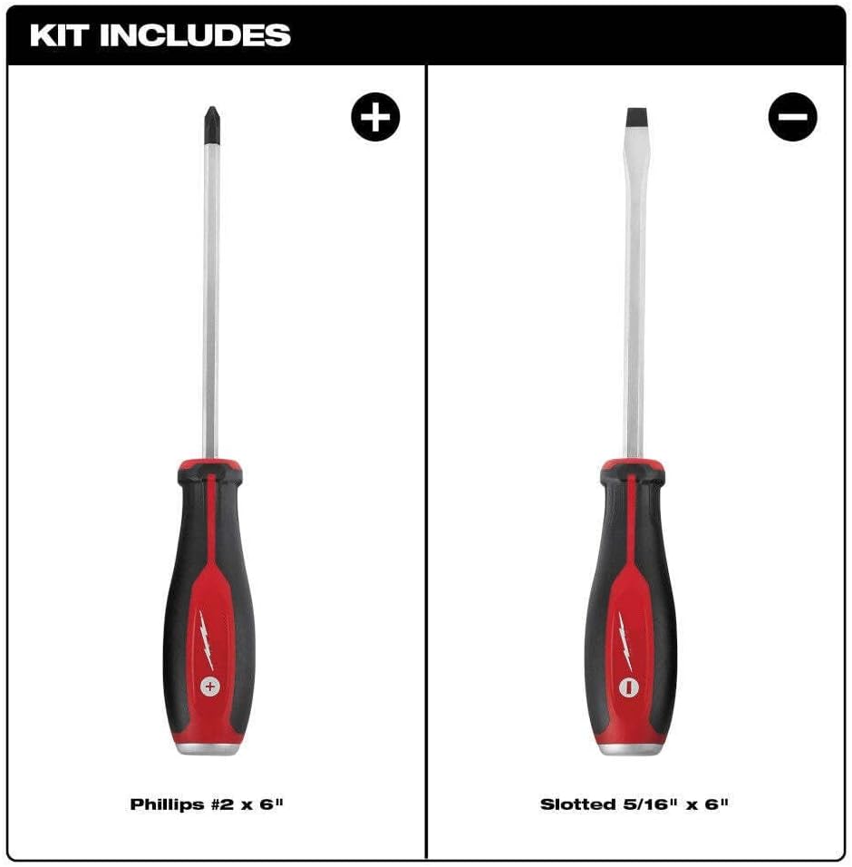 For Milwaukee 48-22-2702 Tough Durable Demolition Screwdriver Set - 2 PC Length 14.35 in Width 1.7 in. Height 4.35 in.