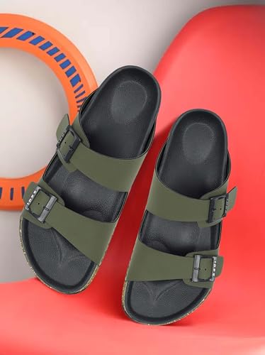 Image of AADI Men's Synthetic Leather Lightweight Comfortable Indoor Outdoor Daily Use Casual Slides /Slippers /Sandals /Floaters
