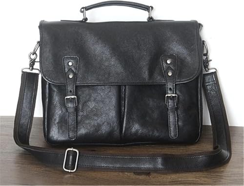 Black Genuine Leather Briefcase for Men, Laptop Office Messenger Bag, Business Portfolio Shoulder Bag2