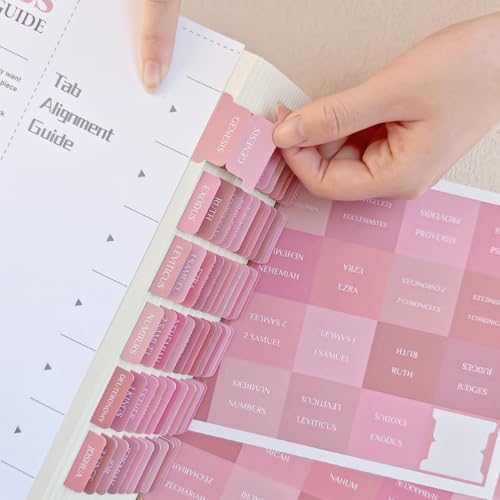 Uzriyl Guias da Bíblia, Materiais de Estudo da Bíblia, Abas de Diário Bíblico Rosa Laminadas para Mu