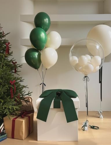 Adeyoo Green Balloons - 50 Pcs 12 Inch Dark Green Balloons Round Emerald Balloon with Ribbons Shiny Party Balloon for St Patricks Day Birthday Baby Shower Football Safari Theme Party Decorations - Image 5