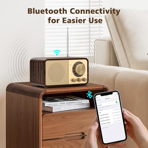 Radio Retro Nostalgiczne z Bluetooth/TF - Bateria 2000 mAh, Głośnik Basowy 5W, AUX/USB, Dla Kuchni/Sypialni/Biura