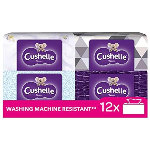 Cushelle Facial Tissues 12 Pack Tissue Boxes Multipack Bulk box (4 ply, 80 tissues per box, 960 tissues) Cover