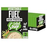 FUEL10K High Protein Vegetable Instant Cup Soup, 3 Sachets Per 65g Box, (Total 9 Boxes = 27 Sachets)