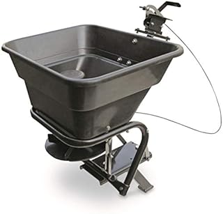 Field Tuff AS-125ATV12 12V 125 Pound Capacity Grass Seed Fertilizer Spreader with Hitch Mount Receiver and Rain Protector for ATV, UTV, or Utility Tractor, Pack of 1, Black